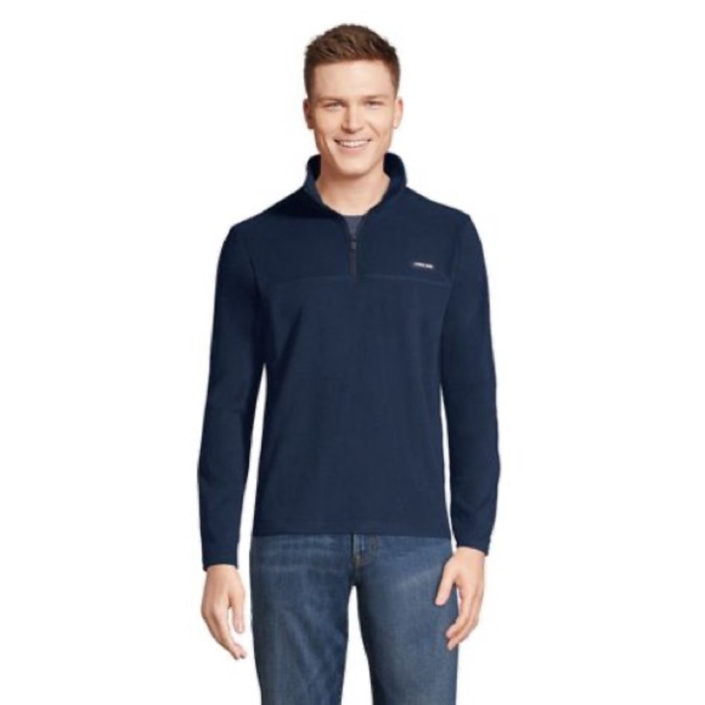 Lands' End Men's Fleece Quarter Zip Navy Pullover